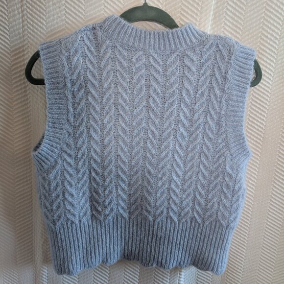 Zara Sweater Vest Light Blue Size Small Wool Blend Academia Preppy - Picture 10 of 11
